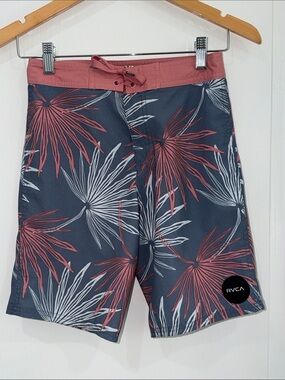 RVCA Men’s Slate Blue Floral Hybrid Shorts with Rose Trim size 26” boardshorts